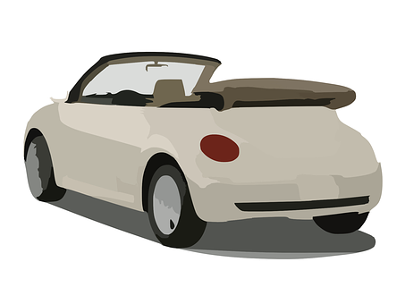 A White Convertible Car With Its Roof Open