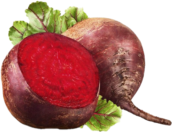A Beet Cut In Half With Leaves