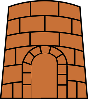 A Brick Tower With A Door