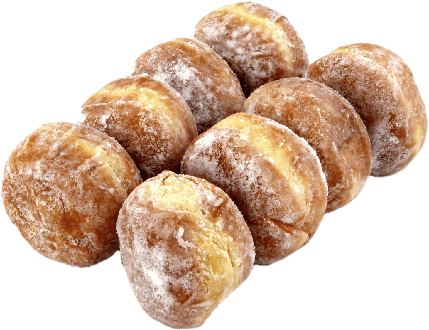 A Group Of Donuts With Powdered Sugar