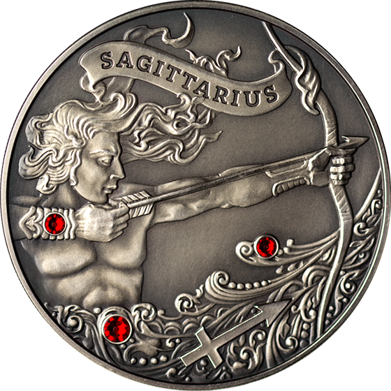A Silver Coin With A Person Holding A Bow And Arrows