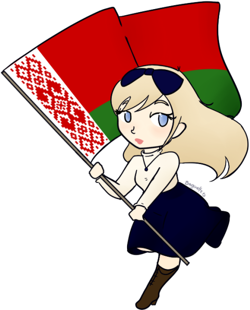 A Cartoon Of A Girl Holding A Flag