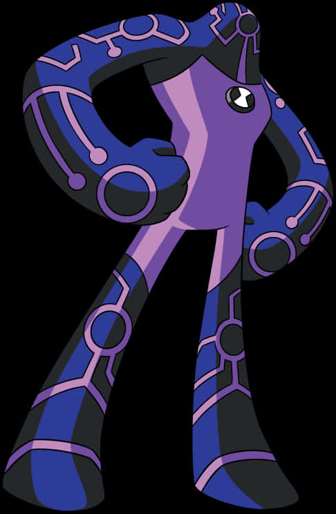 Cartoon Character Of A Purple And Black Alien