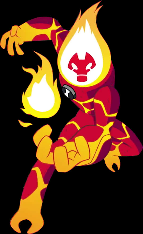 Cartoon Character With Fire On His Body