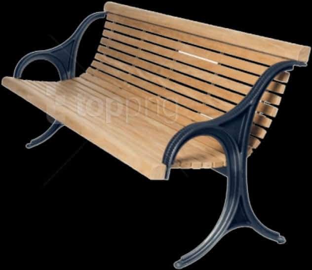 A Wooden Bench With Black Legs