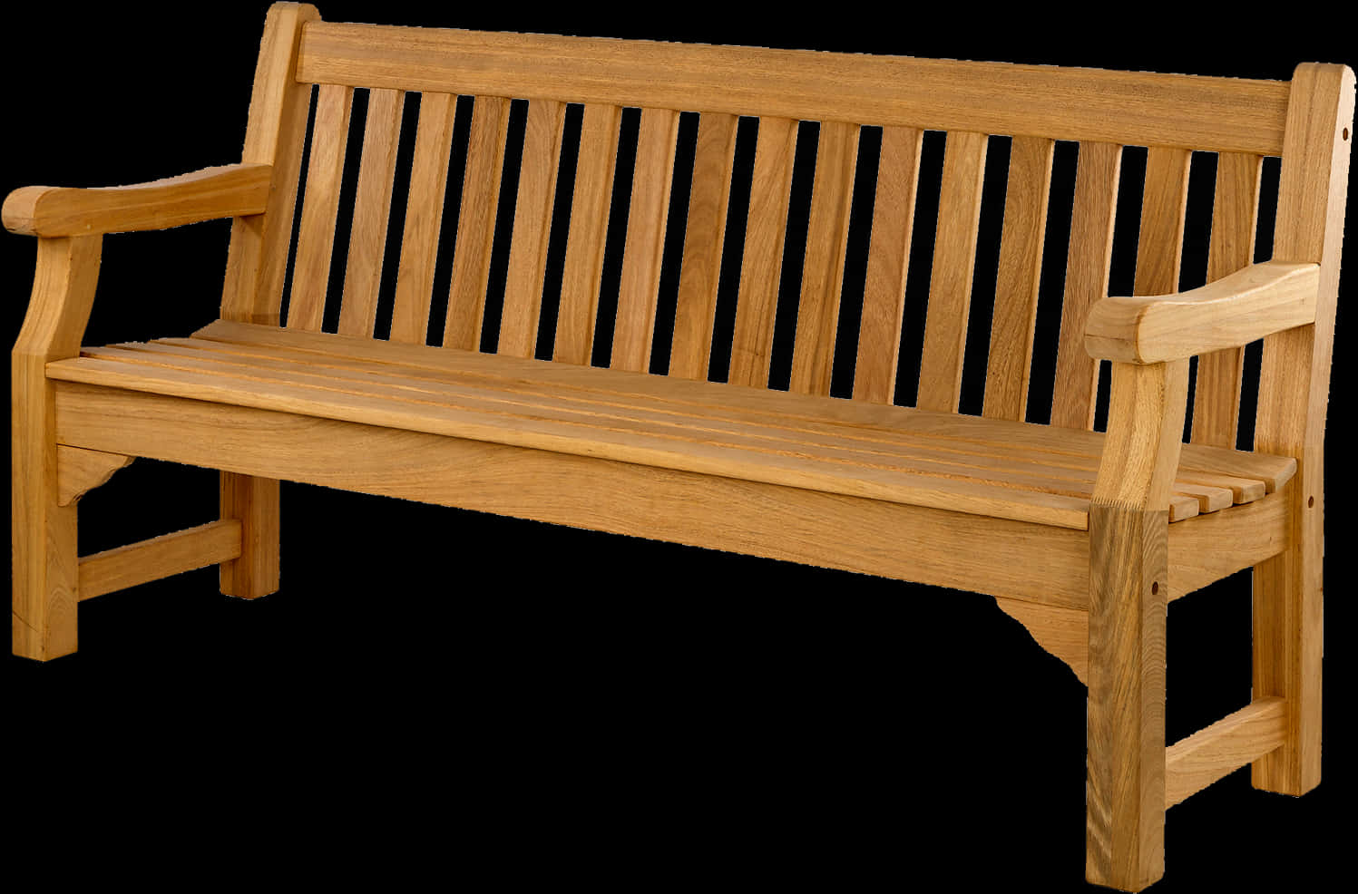 A Wooden Bench With Armrests