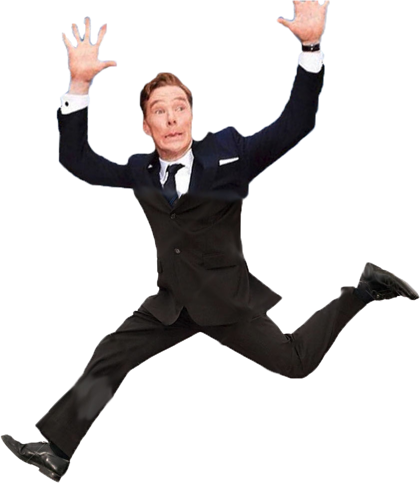 A Man In A Suit Jumping