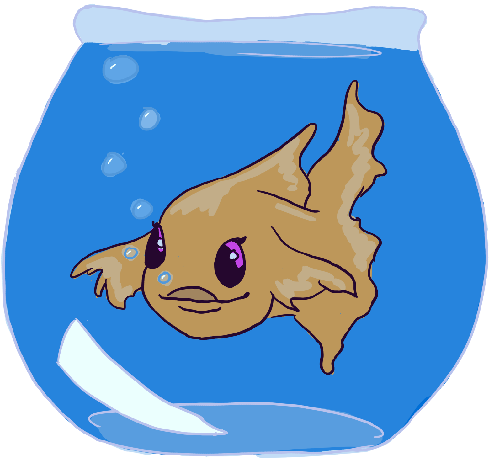 A Cartoon Fish In A Bowl