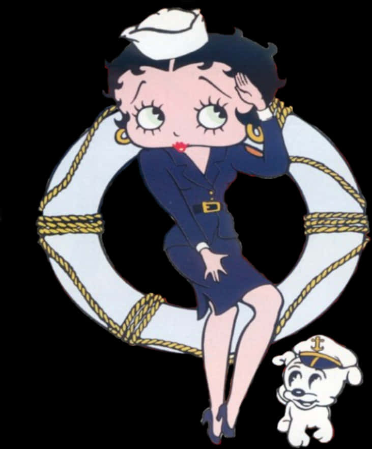 Cartoon Of A Woman In A Sailor Outfit