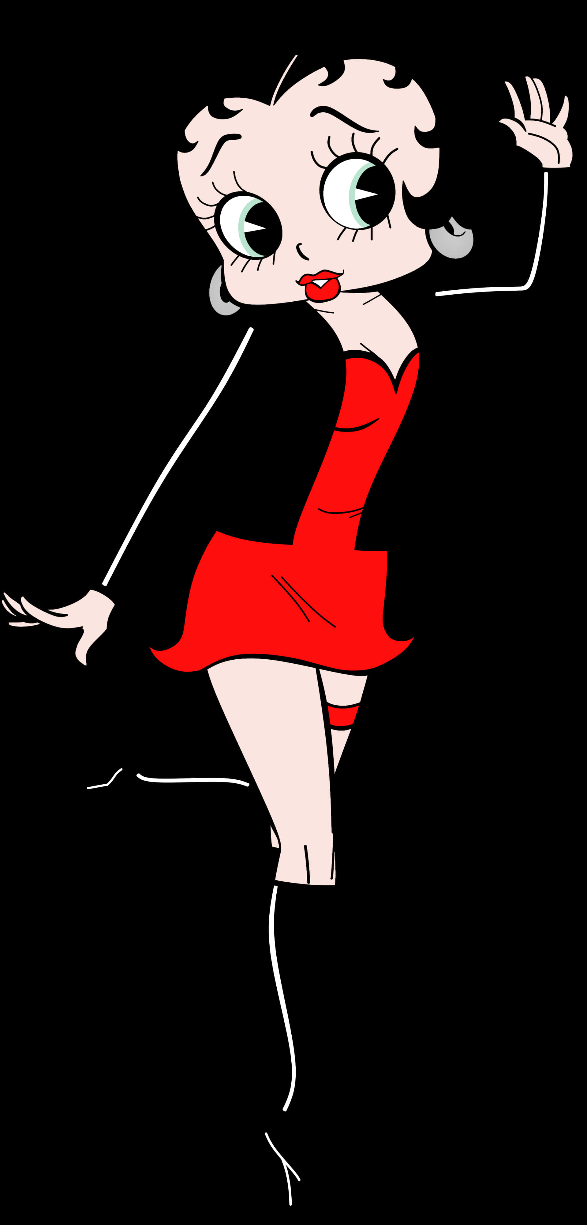 Cartoon Of A Woman In A Red Dress And Black Boots