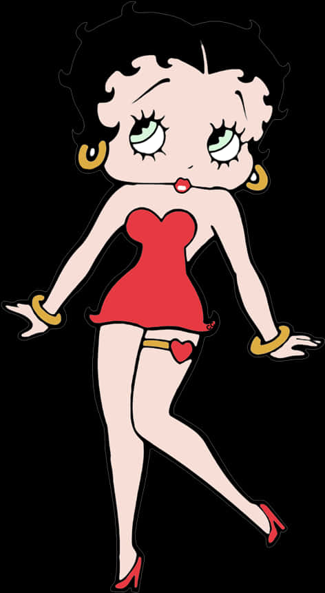 Cartoon Of A Woman In A Red Dress