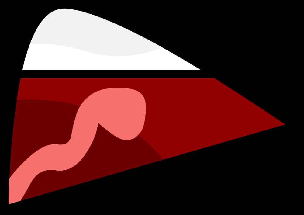A Red And White Triangle With A Worm
