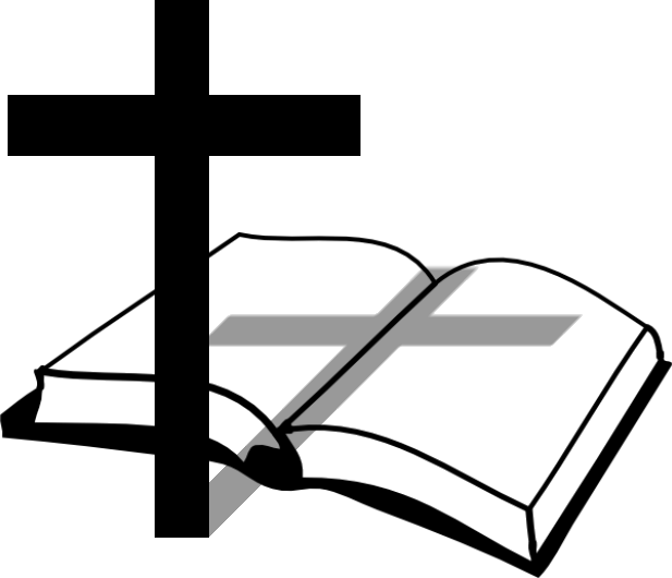 A Black And White Image Of A Book With A Black Cross
