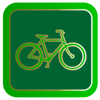 A Green And Gold Sign With A Bicycle