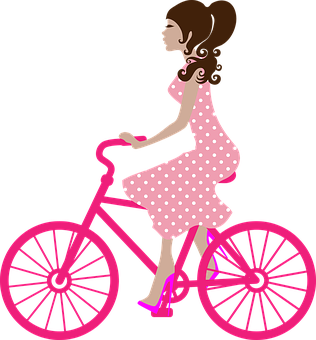A Woman Riding A Bicycle