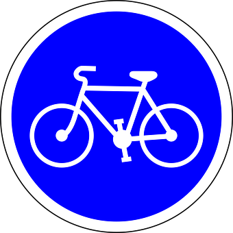 A Blue Sign With White Outline Of A Bicycle