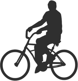 A Silhouette Of A Man Riding A Bicycle