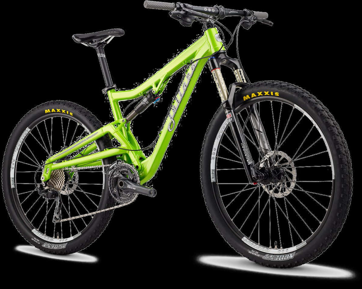 A Green Mountain Bike With Black Background