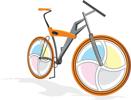 A Bicycle With Colorful Wheels