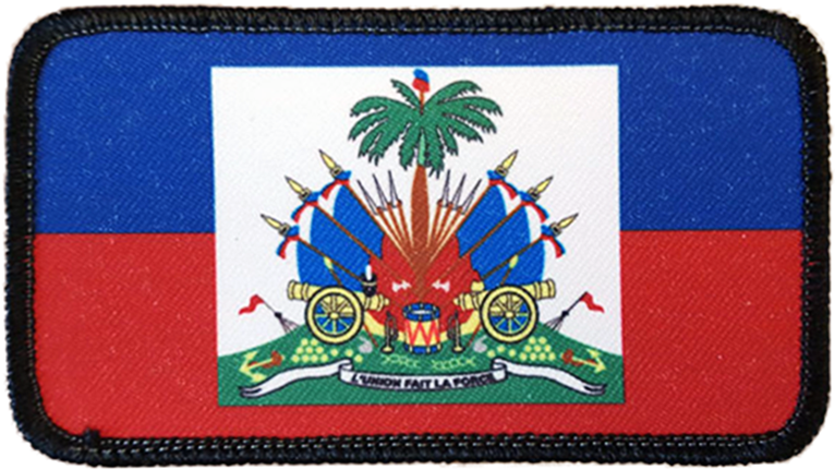 A Flag With A Palm Tree And Cannon