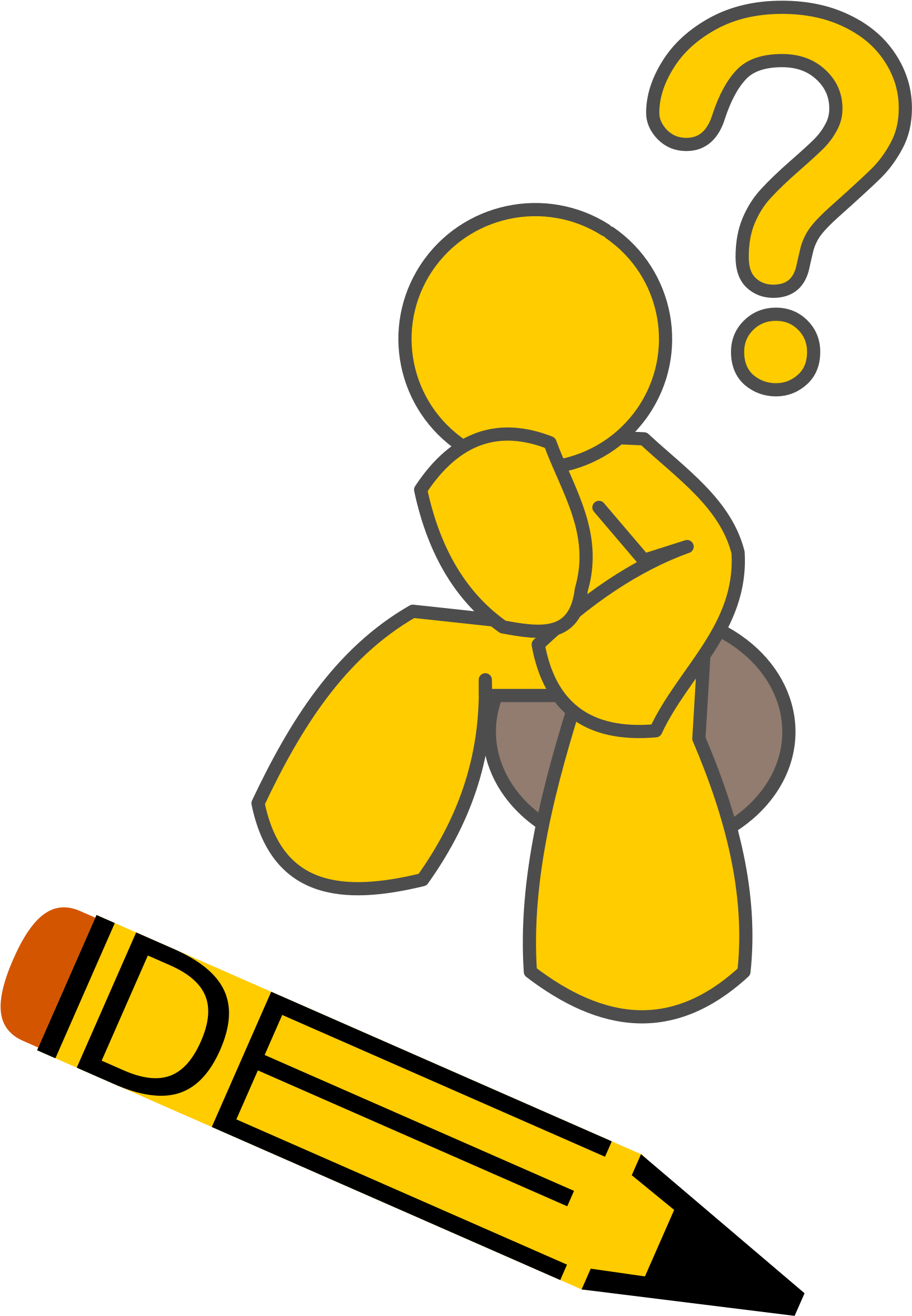 A Yellow Figure With A Question Mark And A Pencil