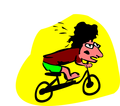 A Cartoon Of A Man Riding A Bicycle