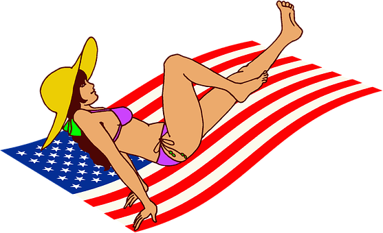A Woman Lying On A Flag