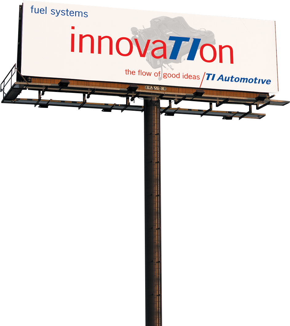 A Billboard With A White Sign And Red Text