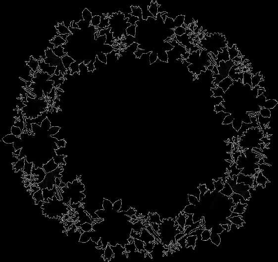 A Black And White Circle Of Flowers