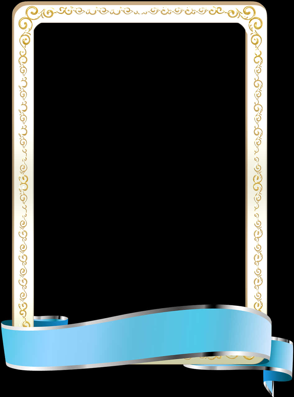 A Blue And Gold Frame With A Black Background