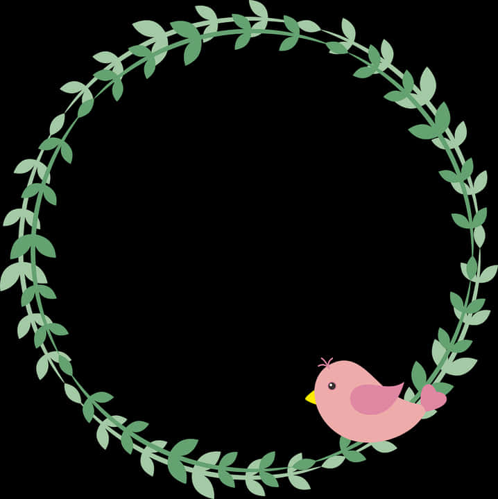 A Bird In A Circle Of Leaves