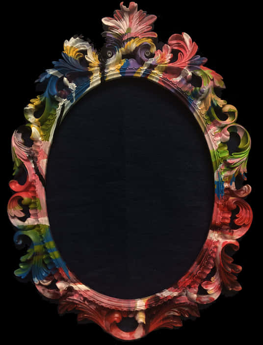 A Colorful Oval Frame With A Black Background