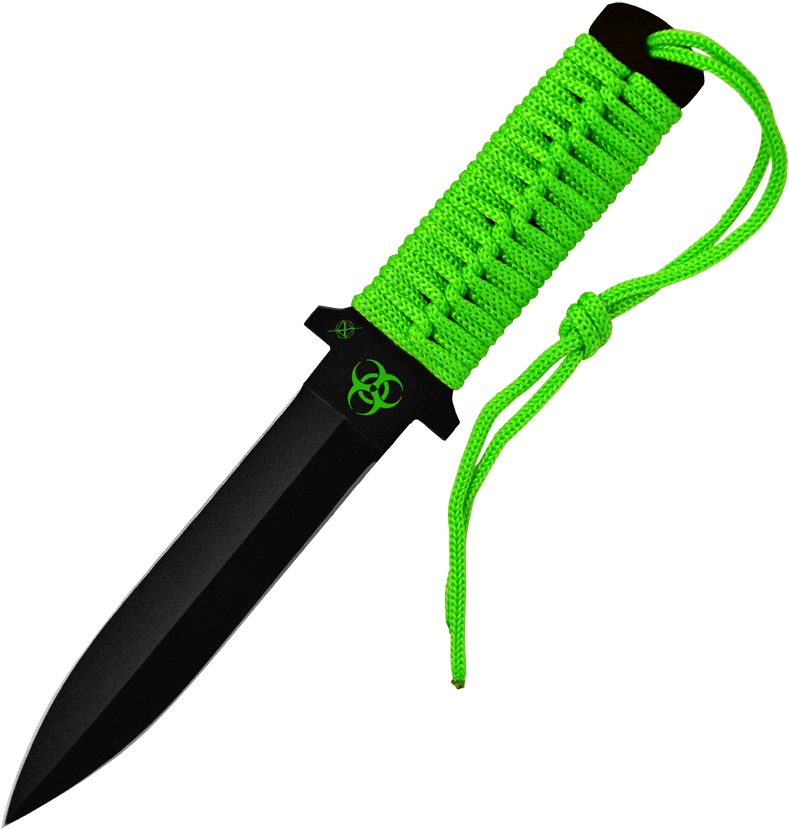 A Knife With A Green String Around It