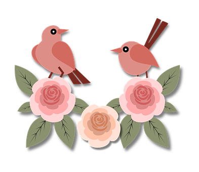 Two Birds On Flowers