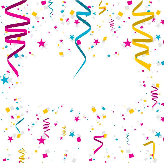 Confetti And Streamers On A Black Background