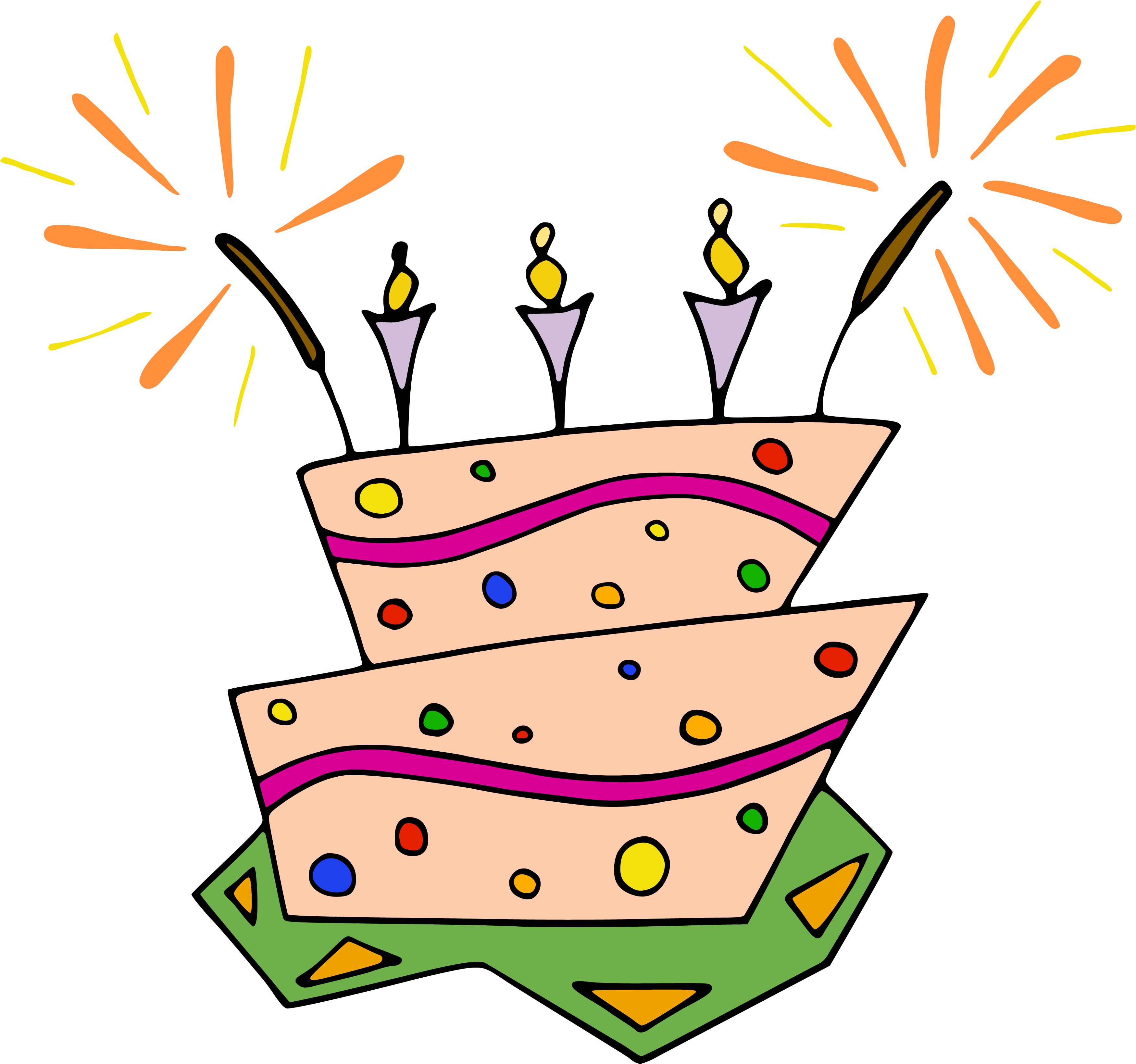 A Drawing Of A Cake With Fireworks