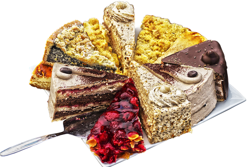 A Plate Of Different Cakes