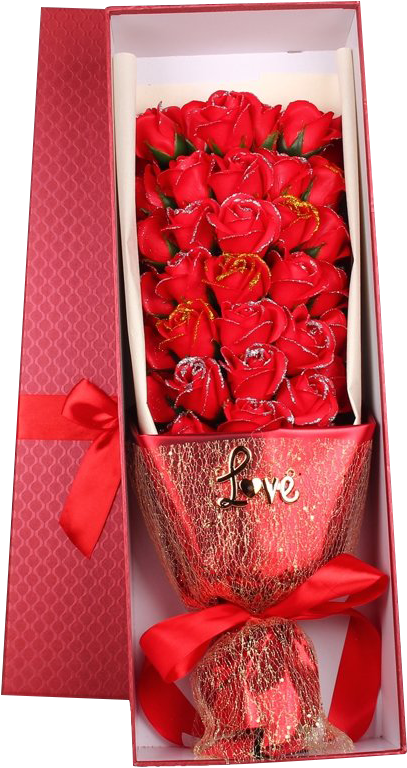 A Bouquet Of Roses In A Box