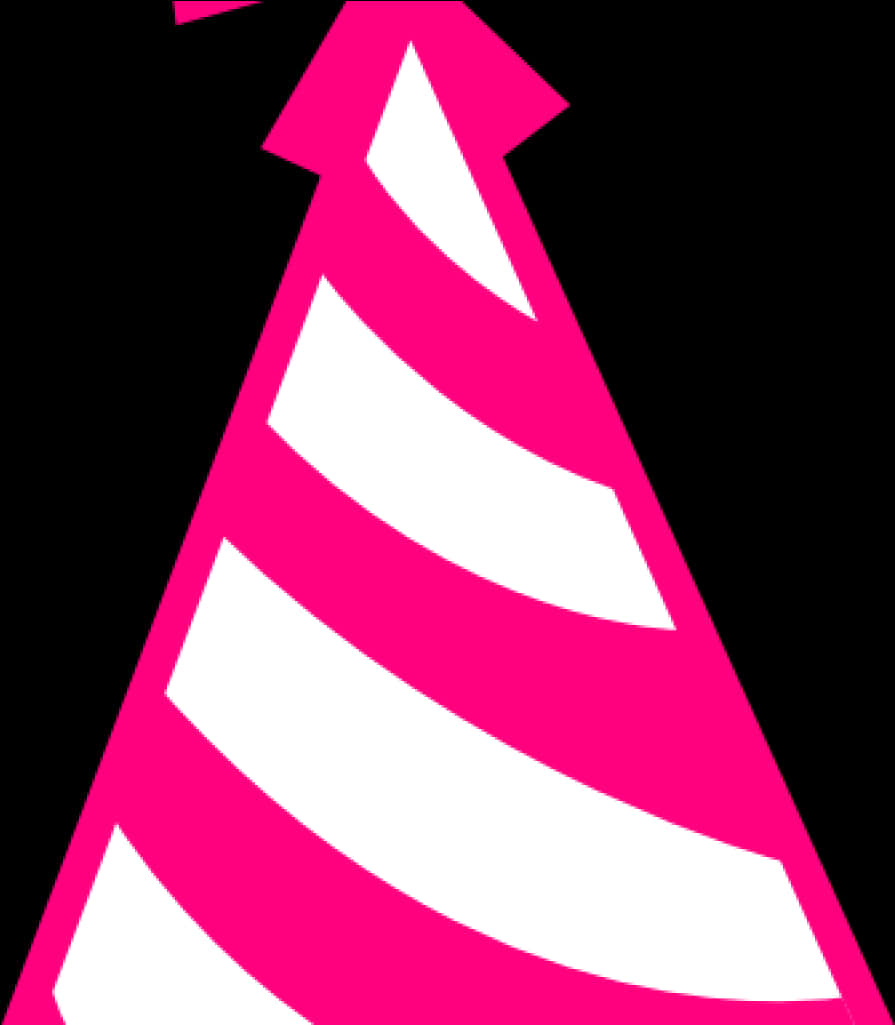 A Pink And White Striped Cone Shaped Object