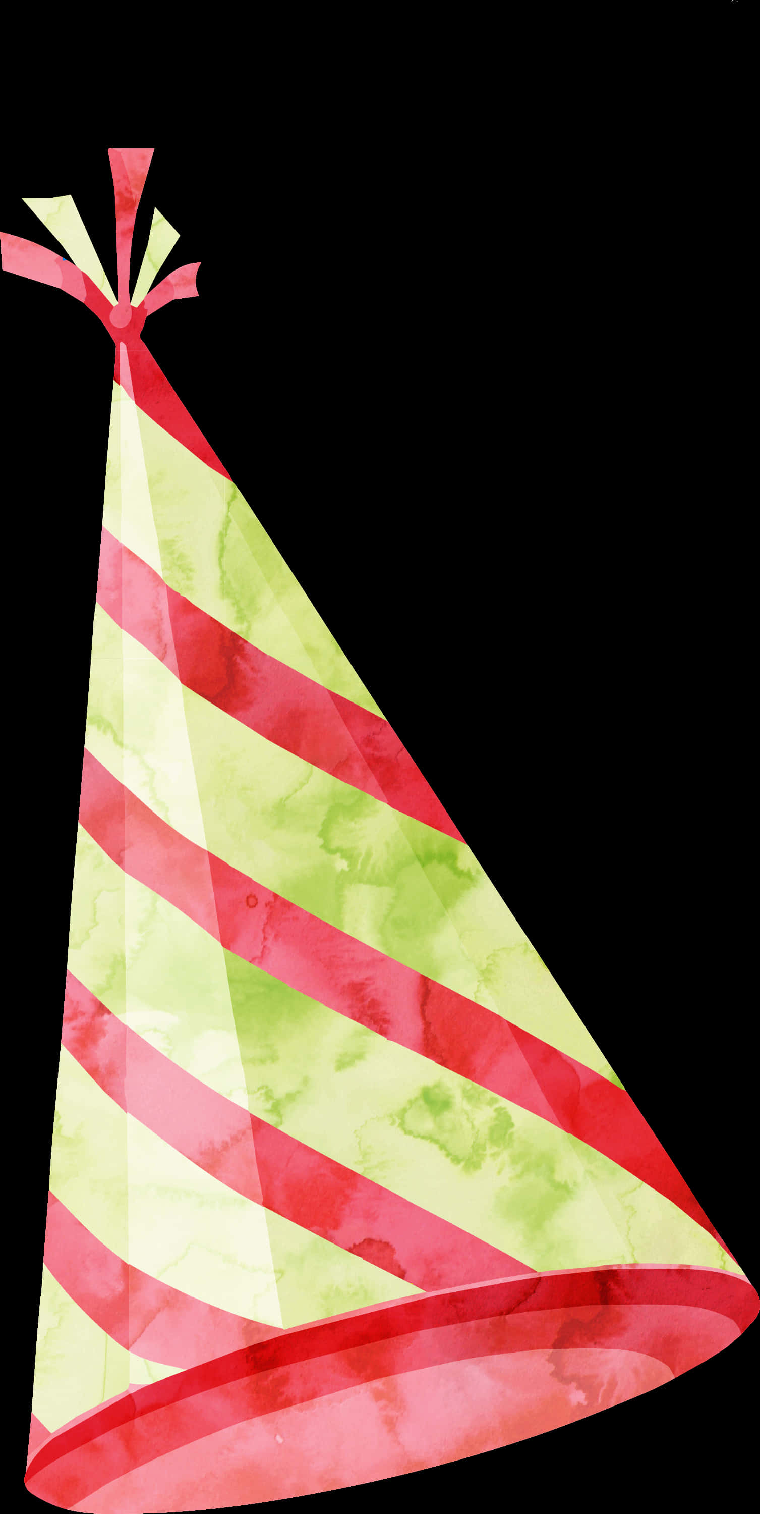 A Triangular Cone Shaped Hat With Red Stripes