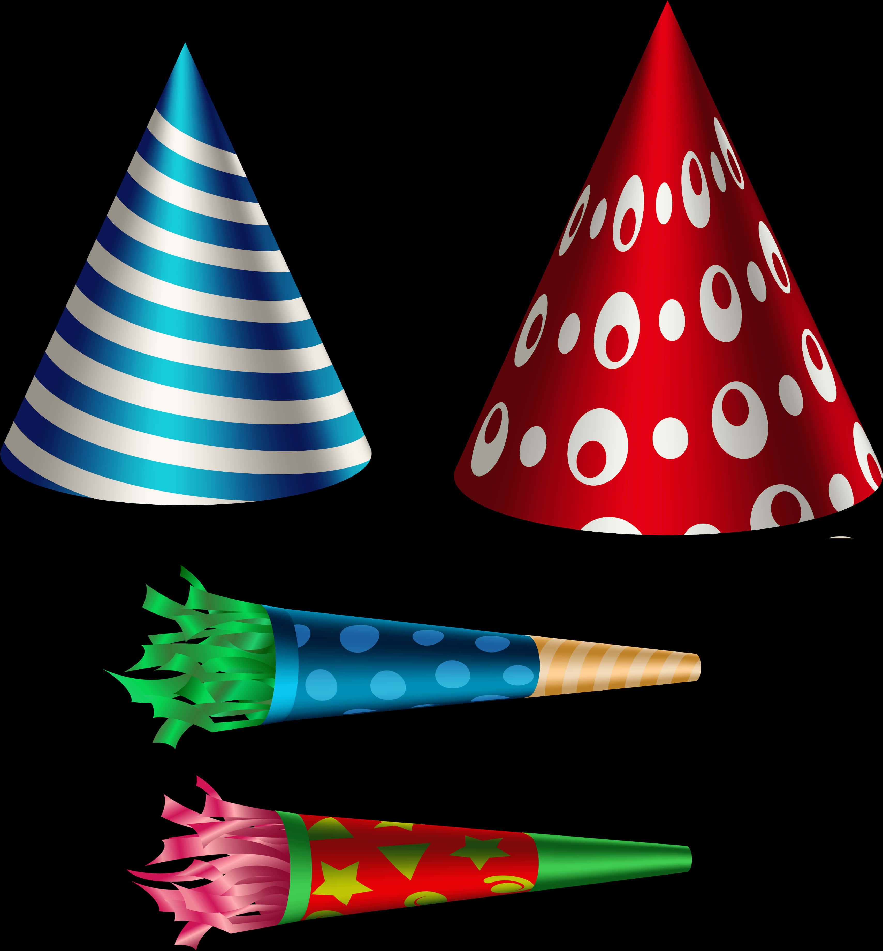 A Group Of Colorful Party Hats