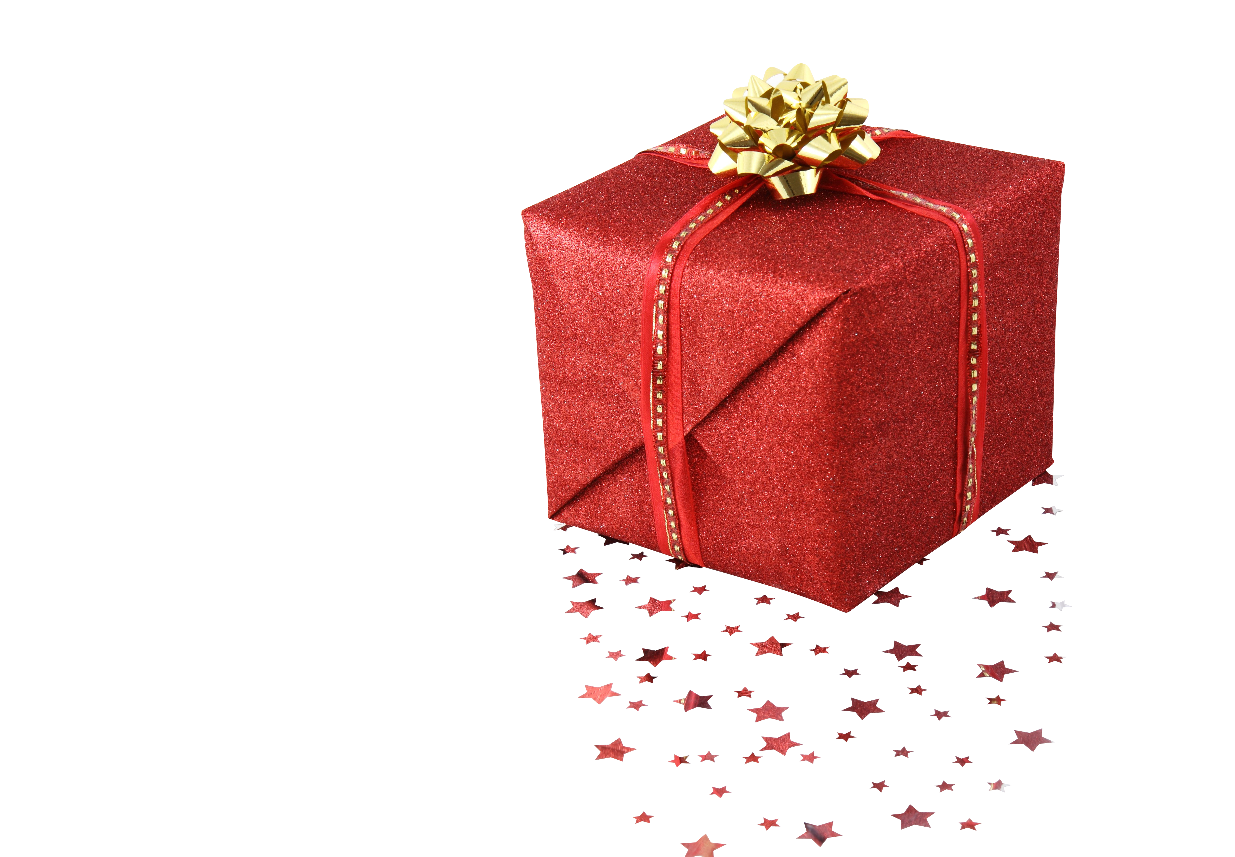 A Red Gift Box With A Gold Bow