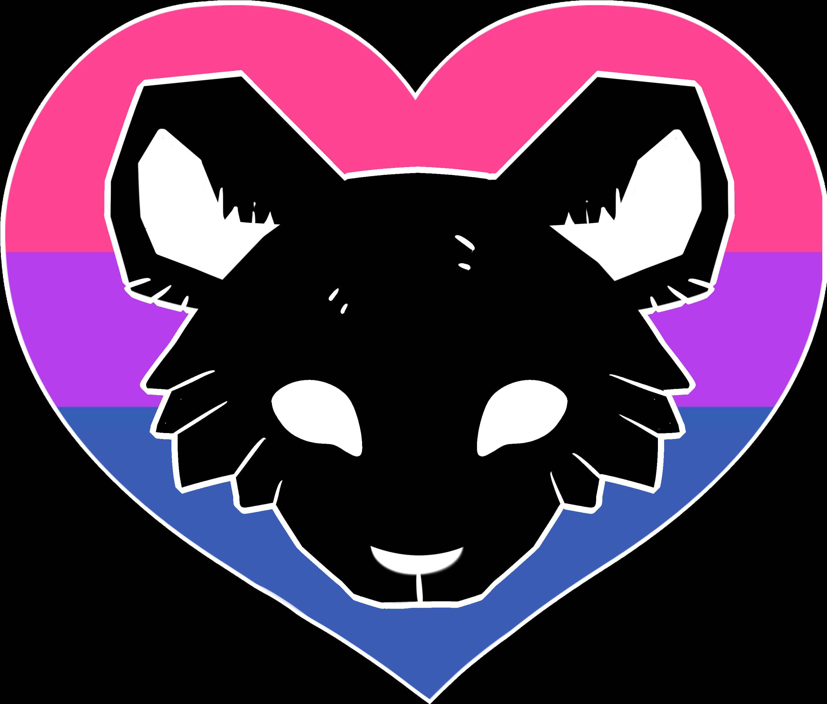 A Black Animal With A Pink And Blue Heart