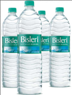 A Group Of Plastic Bottles With Green Labels