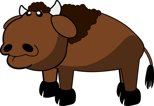 A Cartoon Of A Brown Buffalo