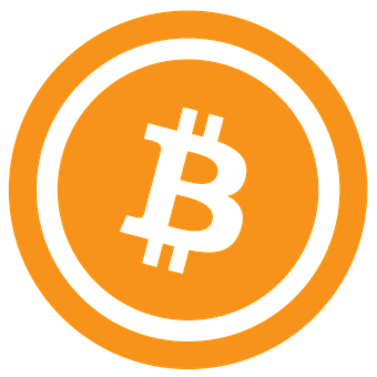 A Black And Orange Circle With A Bitcoin Symbol