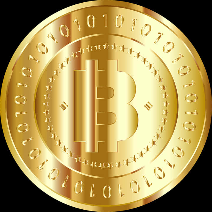 A Gold Coin With A Bitcoin Symbol And Numbers