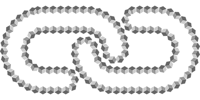 A Chain Of Cubes On A Black Background