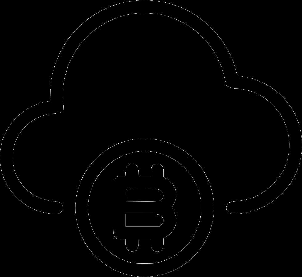 A Black And White Cloud With A Bitcoin Sign