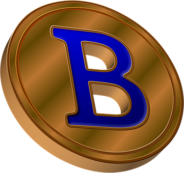 A Gold Coin With A Blue Letter